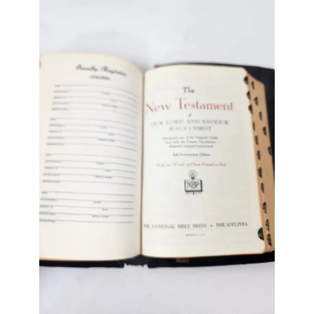 National Bible Press Old & New Testament Pronouncing Red Letter Teacher Ed. 60's